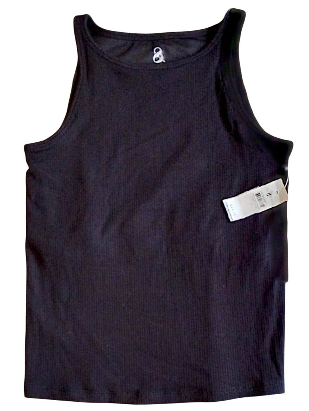 NWT Lou&Grey High Neck Ribbed Knit Shelf Bra Tank Top S Black